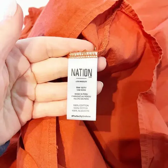 Nation LTD Everly Frilly Ruffle Strap Tiered Cotton Midi Dress Cayene Red Small - Picture 6 of 11